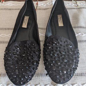 Simply Vera by Vera Wang Black Rhinestone Slip on Loafer Flats